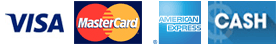 Payment Logo VISA, Master Card, American Express, CASH